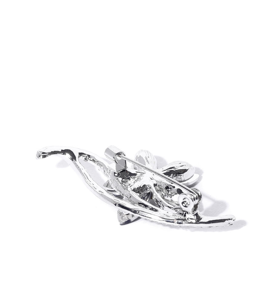 YouBella Stylish Floral Shape Jewellery Silver Plated Brooches for Women (Blue) (YB_Brooch_91)